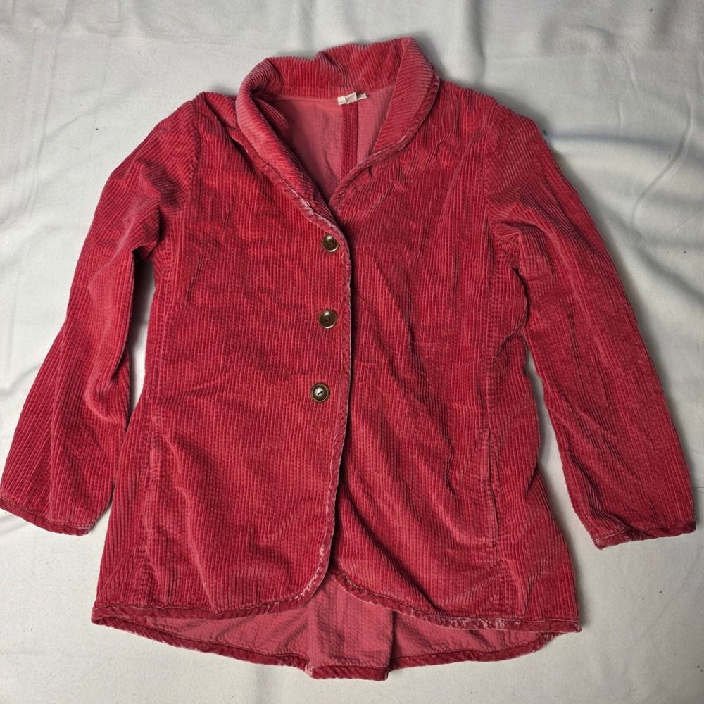 J Jill women's Corduroy shirt Blazer jacket Size Large Wide Wale Pink